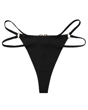 Women's Seamless Thong Low Waist Metal Ring Sexy Temptation Intimates T Pants