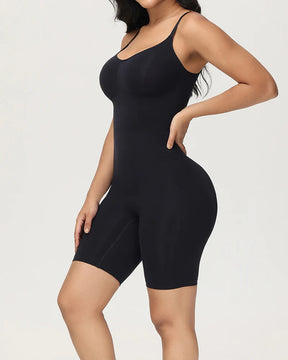 Body Shaper Body acanalado sin costuras con control de barriga a mitad del muslo