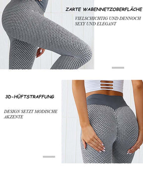 Pantalones de yoga de cintura alta con levantamiento de glúteos y anticelulíticos en forma de panal