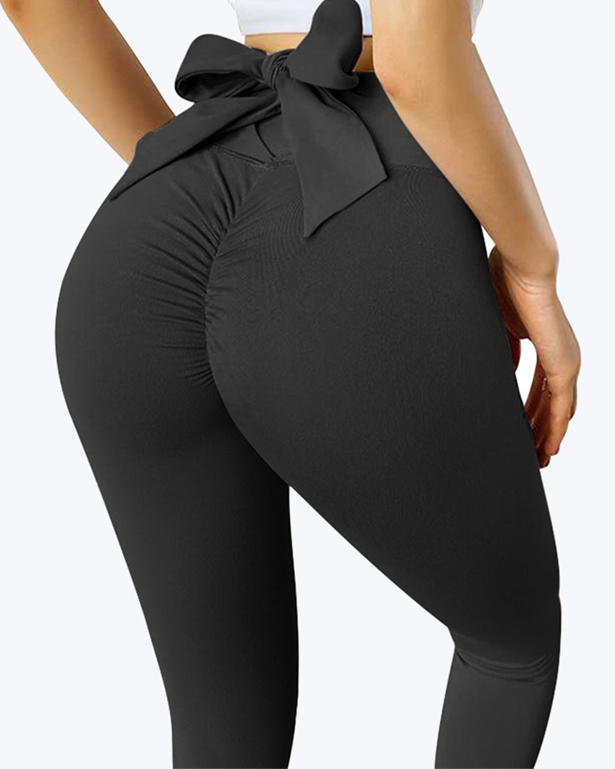 Leggings de yoga sin costuras con lazo en la cintura trasera