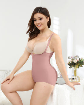 Rosybrown Women's Open Bust Shapewear Body Shaper with Zipper