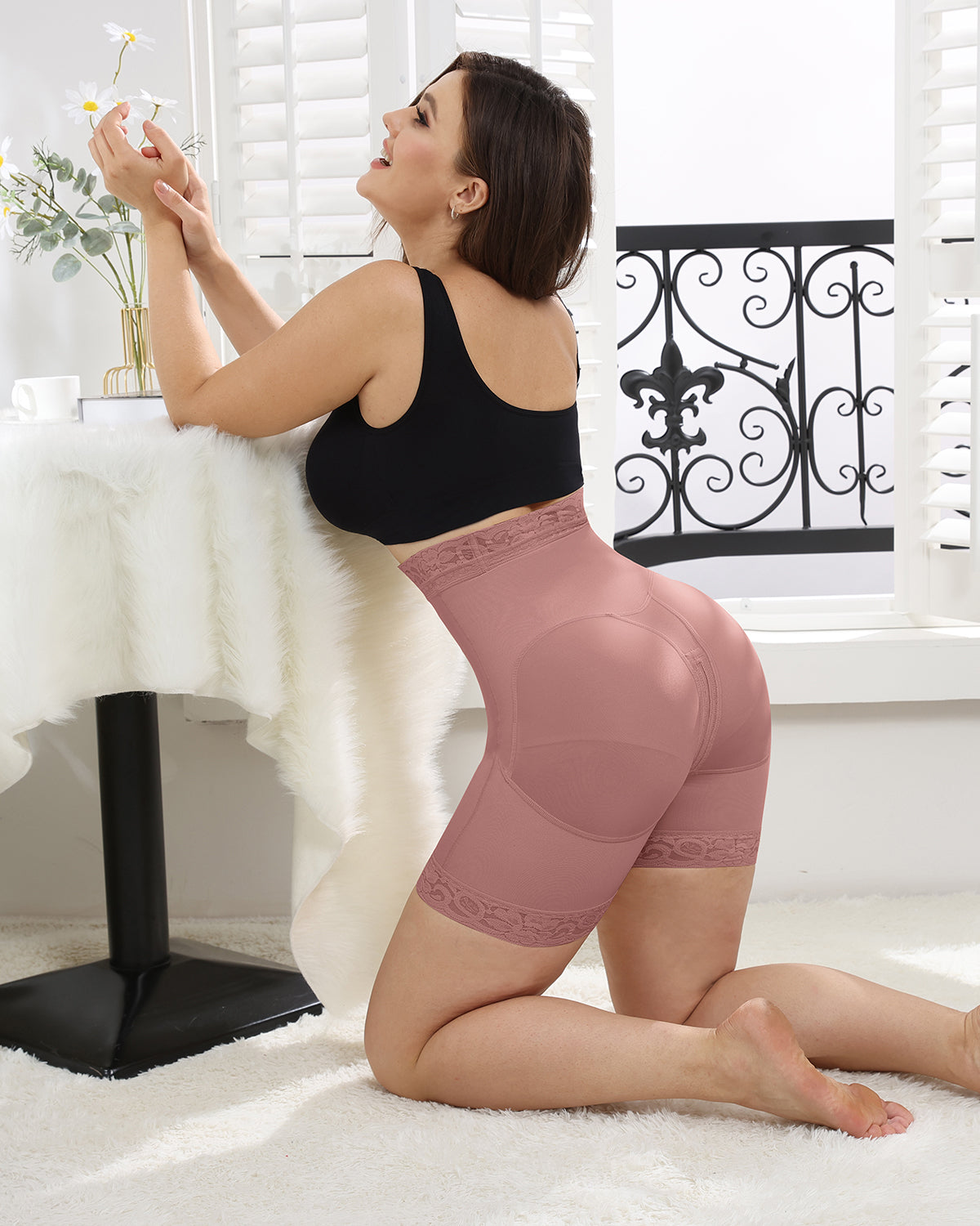 Rosybrown Slimming High Waisted Butt Lifter Control Panty Underwear Shorts