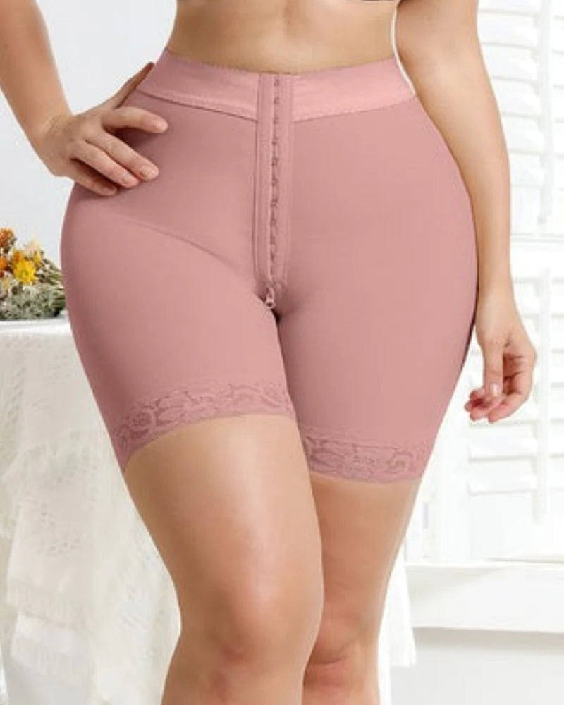 Rosybrown Shorts de encaje con cintura alta y realce de glúteos