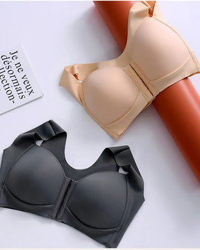 Wireless Wide Straps Front Closure U-Shaped Back Full Cup Bra