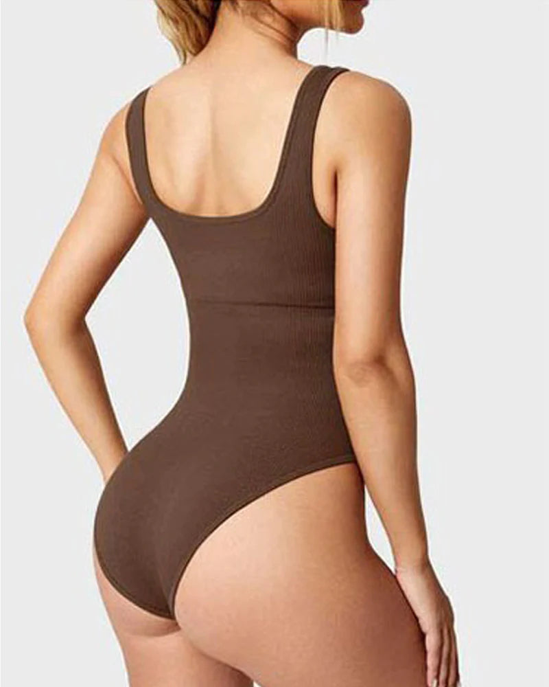 Women's Shapewear Bodysuits Sexy Ribbed Sleeveless Square Neck Tank Tops