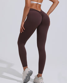 Leggings con espalda en V y levantamiento de glúteos, cintura alta, control de barriga, pantalones de yoga para gimnasio