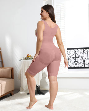 Rosybrown Wide Straps Torso-to-Thigh Firm Body Shaper