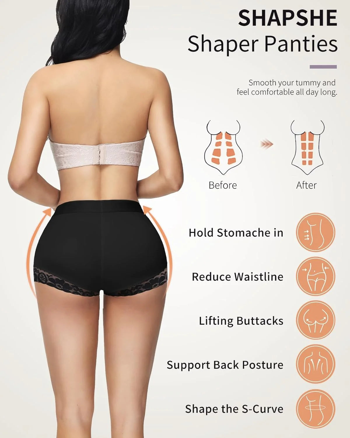 High Waist Women Hip Enhancer Tummy Control Lace Body Shaper Shorts