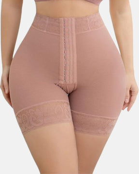 Mujeres RosybrownTummy Control Butt Lifter Cintura Alta Adelgazar Bragas Pantalones Cortos