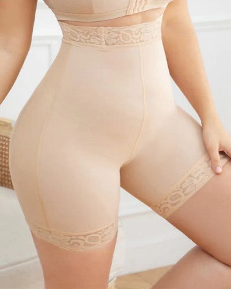 Pantalones cortos de ropa interior beige adelgazantes con control de levantador de glúteos