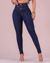 High Waist Three Buttons Skinny Jeans