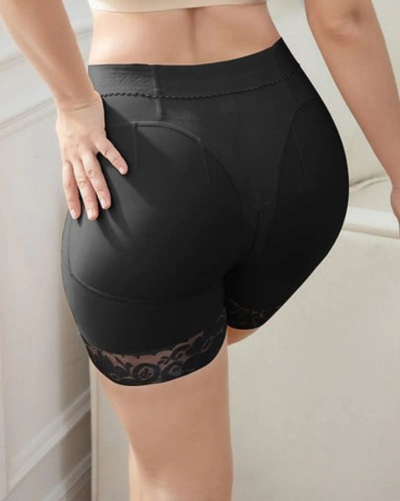 Black High Waist Butt Lifter Lace Shorts