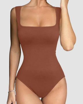 Women's Seamless Bodysuit Square Neck Sleeveless Tank Tops Shapewear