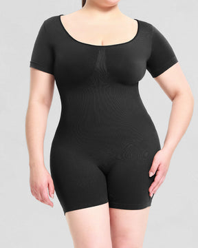 Short Sleeve Crew Neck Jumpsuit Slimming Seamless Butt Lift Body Shaper