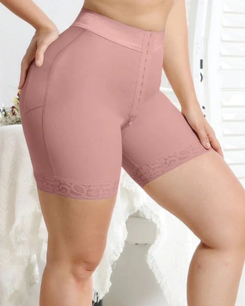 Rosybrown High Waist Butt Lifter Lace Shorts