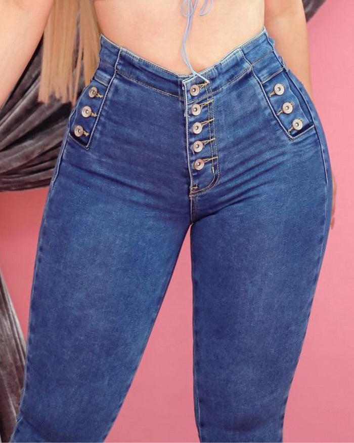 Womens High Waist Stretch Jeans Butt Lifting Skinny Jeans