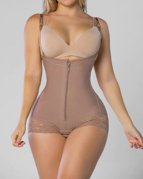 Tummy Control Faja Shaper Bodysuit Zipper Opern Bust