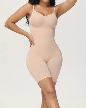 Body Shaper Body acanalado sin costuras con control de barriga a mitad del muslo