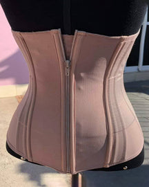 Double Compression Waist Trainer with Adjustable Zipper and Steel Bones