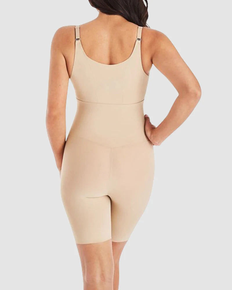 Seamless Tummy Control Shapewear Open-Bust Mid-Thigh Bodysuit