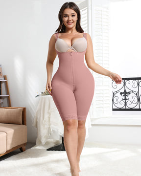 Rosybrown Wide Straps Torso-to-Thigh Firm Body Shaper