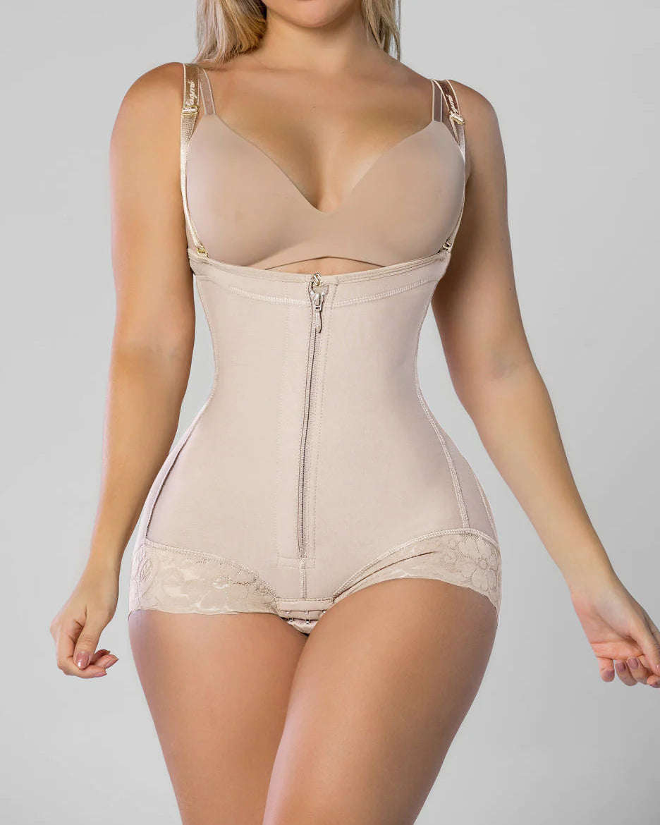 Tummy Control Faja Shaper Bodysuit Zipper Opern Bust