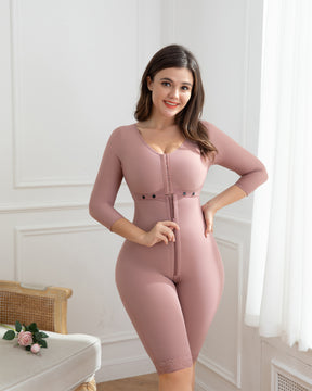 Fajas RosyBrown Hourglass Shapewear for Women With Sleeves and Bra