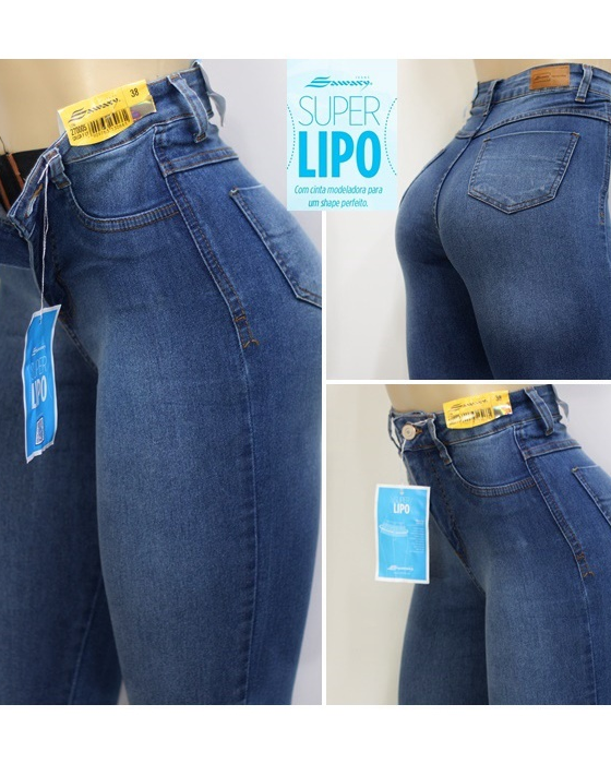 Jeans de cintura alta con spandex súper lipo