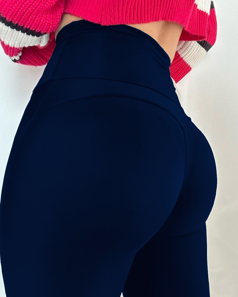 Negro - Corte slim - Leggings con control de barriga y realce de glúteos con cremallera