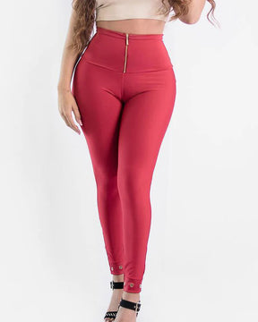 Leggings de cintura alta con control de barriga y levantamiento de glúteos, cómodos pantalones ajustados elásticos y adelgazantes con cremallera