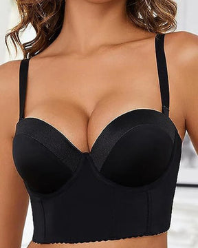 Non-Slip Strapless Bra for Women with Low Back and Long Multi-way Push-up Bra