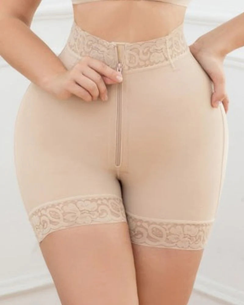 Beige Adelgazar Bragas de control de glúteos Piernas que forman los muslos Shapers Rodilla Body Shaper Shorts