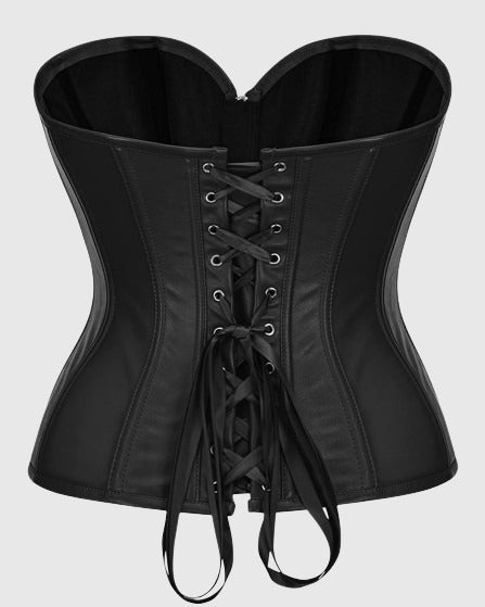 Womens Faux Leather Zipper Front Bustier Corset Top