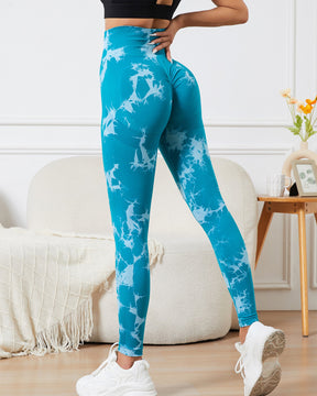 Seamless Tie Dye Leggings For Women High Waisted Tummy Control Fitness Yoga Pants