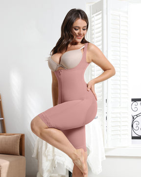 Rosybrown Wide Straps Torso-to-Thigh Firm Body Shaper