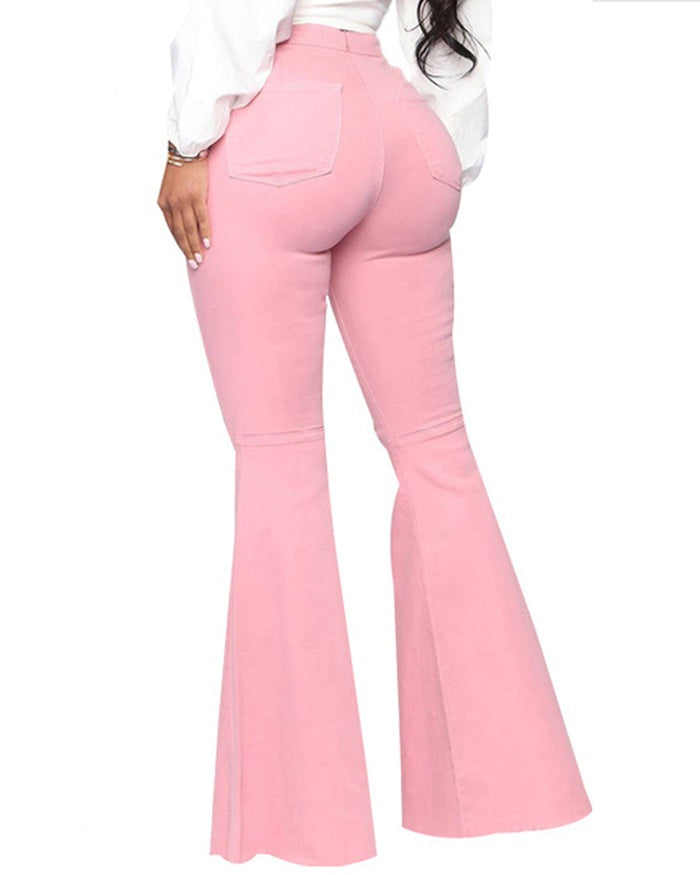 High Waist Butt Lift Versatile Elastic Multicolor Flare Jeans