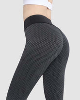 Pantalones de yoga de cintura alta con levantamiento de glúteos y anticelulíticos en forma de panal