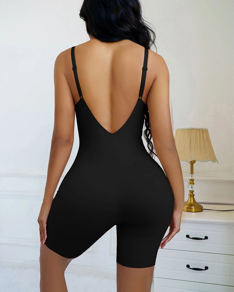 Seamless Solid Underwire V Backless Shapewear Bodysuit