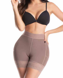 Seamless High Waist Butt Lifter Lace Body Shaper Shorts