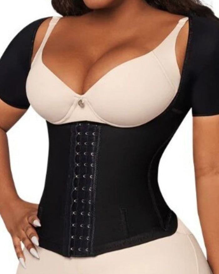 Women Compression Waist Trainer Tank tops Under Bust with Short Sleeves