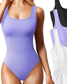 Body moldeador para mujer, camisetas sin mangas con cuello cuadrado, sin mangas, acanaladas