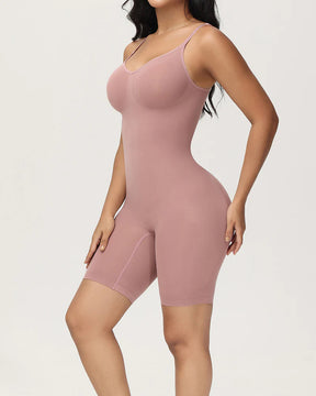 Body Shaper Body acanalado sin costuras con control de barriga a mitad del muslo