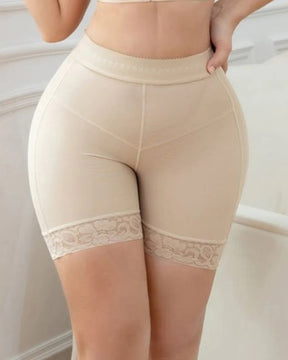 Bragas de control potenciadoras de elevación con forma de cuerpo sin costuras de encaje levantador de glúteos beige para mujer