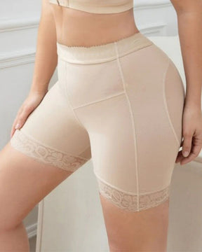 Bragas de control potenciadoras de elevación con forma de cuerpo sin costuras de encaje levantador de glúteos beige para mujer