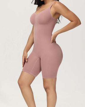 Body Shaper Body acanalado sin costuras con control de barriga a mitad del muslo