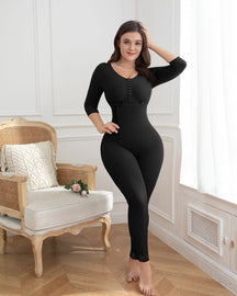 Faja de cuerpo completo con control de barriga para mujer con mangas y pantalones Control firme