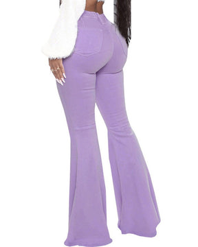 High Waist Butt Lift Versatile Elastic Multicolor Flare Jeans