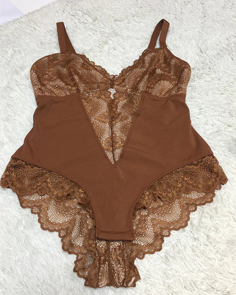 Sculpting One Piece Lace Shapewear Bodysuits