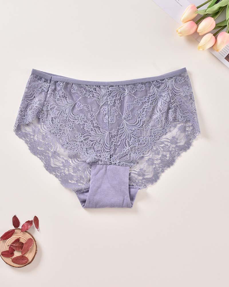 Plus Size Sexy Lace Briefs Comfortable And Breathable High Stretch Underwear