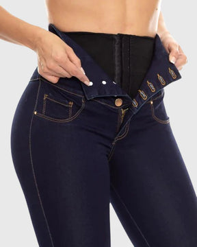 Jeans Colombianos Skinny Levanta Glúteos De Talle Alto Con Faja Interna